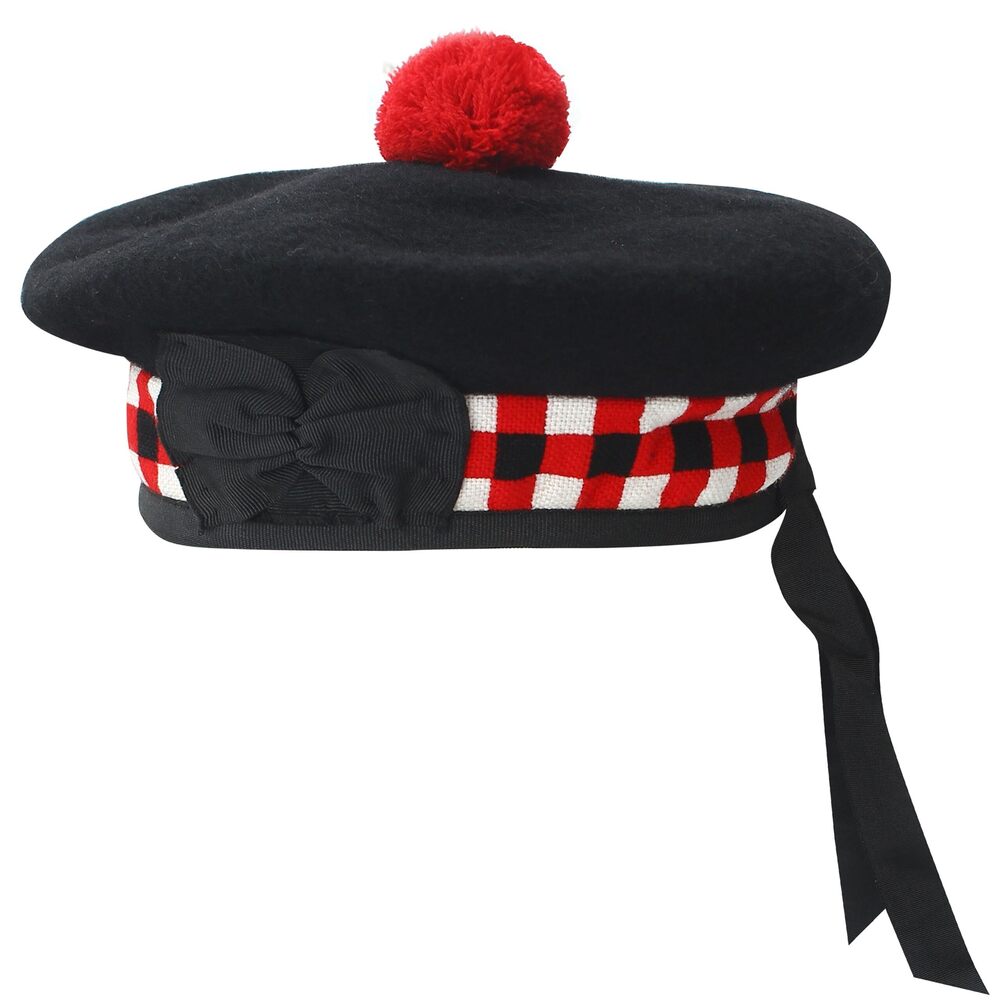 6530 Balmoral Hat - Traditional Scottish Hat Highland Dress Cap with Red